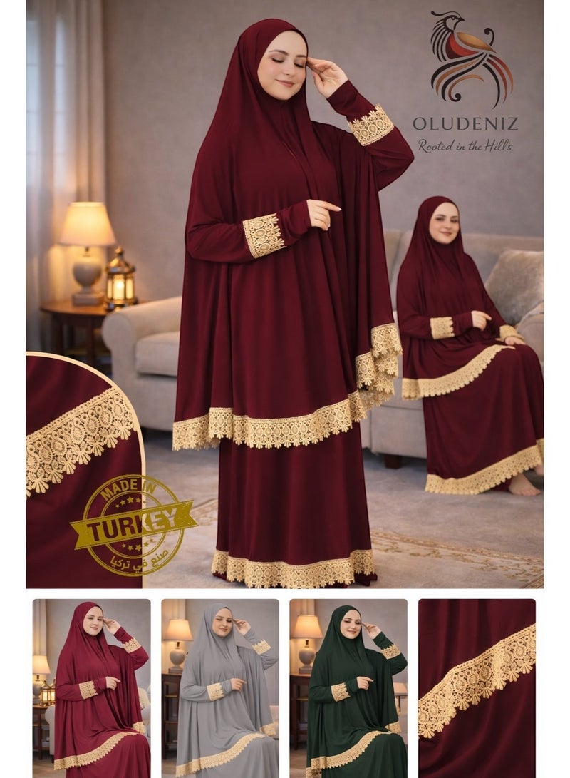 OLUDENIZ Women’s Two-Piece Prayer Dress – Cool Lycra Fabric – Full Modest Coverage – Fits Most Sizes – Turkish Quality – Perfect Gift Option - Image 2